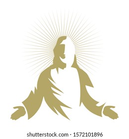 Jesus Christ, with a halo around his head, vector illustration