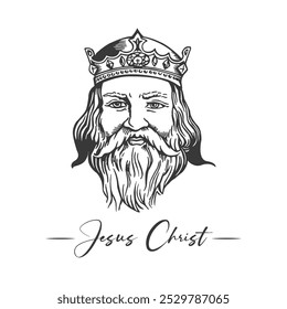 Jesus Christ hand draw art flat vector illustration.