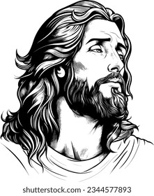 Jesus christ hand drawing tattoo design, Jesus christ illustration.