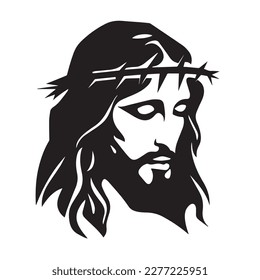 Jesus Christus. Handgezeichnete Vektorgrafik. Schwarze Silhouette svg von Jesus, Laser schneiden cnc.