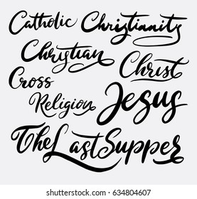 Jesus Christ hand written typography. Good use for logotype, symbol, cover label, product, brand, poster title or any graphic design you want. Easy to use or change color 