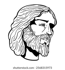 jesus christ head sketch isolated