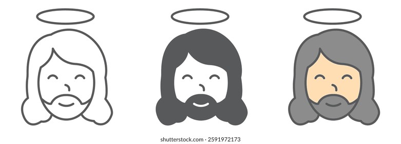 Jesus christ icon collection, religious and easter, jesus vector icon set, vector graphics, editable stroke outline sign, eps 10.