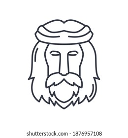 Jesus christ icon, linear isolated illustration, thin line vector, web design sign, outline concept symbol with editable stroke on white background.