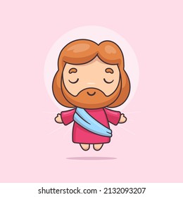 Jesus Christ kawaii cartoon character vector illustration