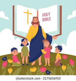 Jesus Christ Kids Background Holy Bible Stock Vector (Royalty Free ...