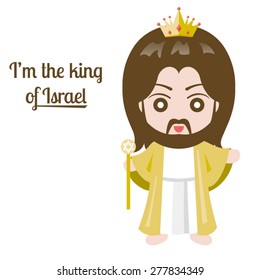 Jesus christ with king crown on white background, vector illustration