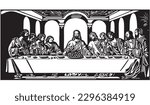 Jesus Christ The Last Supper. Vector illustration.