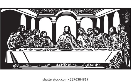 Jesus Christ The Last Supper. Vector illustration. svg