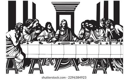 Jesucristo La Última Cena. Ilustración vectorial.