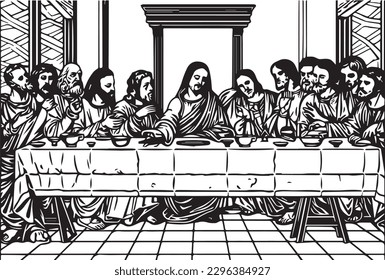 Jesus Christ The Last Supper. Vector illustration.