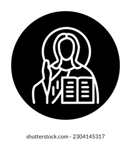 Jesus Christ line color icon. Isolated vector element. Outline pictogram for web page, mobile app, promo