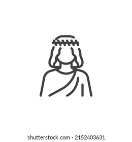 Jesus Christ line icon. linear style sign for mobile concept and web design. Jesus avatar outline vector icon. Symbol, logo illustration. Vector graphics