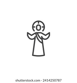 Icono de la línea de Jesucristo. signo de estilo lineal para concepto móvil y diseño web. Icono de vector de contorno de Jesucristo. Símbolo, ilustración del logotipo. Gráficos vectoriales