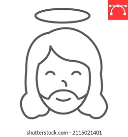 Jesus christ line icon, religious and easter, jesus vector icon, vector graphics, editable stroke outline sign, eps 10.