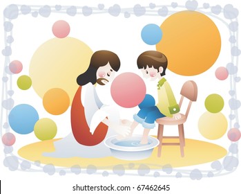 Jesucristo y un niño pequeño