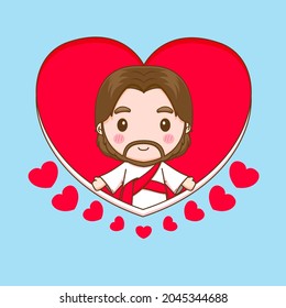 Jesus christ in love chibi cartoon character