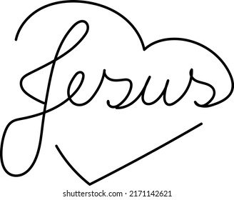 Jesus Christ, love christianity,
God, resurrection, heart.
Calligraphy, writing in black Jesus name.