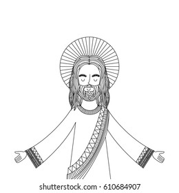 jesus christ man icon over white background. vector illustration