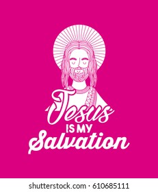 jesus christ man icon over pink background. vector illustration