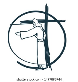 Jesus Christ, Messiah symbol of Christianity hand drawn vector.