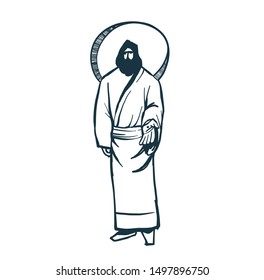 Jesus Christ, Messiah symbol of Christianity hand drawn vector.