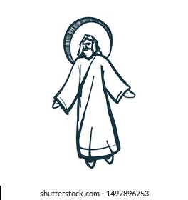 Jesus Christ, Messiah symbol of Christianity hand drawn vector.