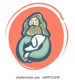 Jesus Christ, Messiah symbol of Christianity hand drawn vector.