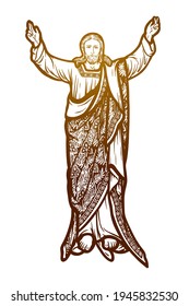Jesus Christ, Messiah symbol of Christianity - Vector illustration - Out line