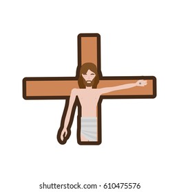 jesus christ nailed the cross line vector illustration eps 10