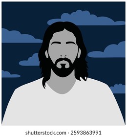 Jesus Christ no face vector flat design, poster banner design