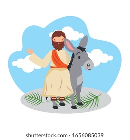 Jesus Christ On Donkey Palms Floor Stock Vector (Royalty Free ...