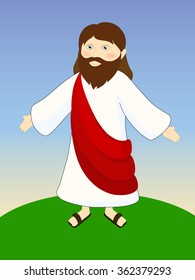 Jesus Christ On Ground His Arms Stock Vector (Royalty Free) 362379293