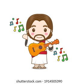 Jesus christ playing guitar vector design illustration