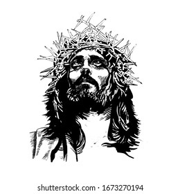 Jesus Christ Portrait Drawing Vector