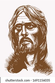 Jesus Christ Portrait Drawing Vector