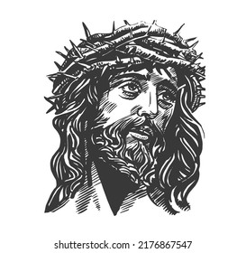 Jesus Christ Portrait Drawing Vector