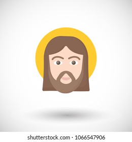Jesus Christ portrait flat vector icon, Flat design of man face vector illustration with round shadow isolated on the white background