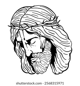 jesus christ portrait sketch isolated