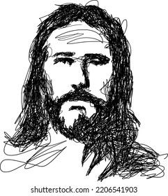 Jesus Christ Portrait. Vector Sketch Illustration.