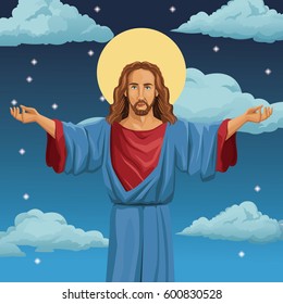 jesus christ religious blessed night background