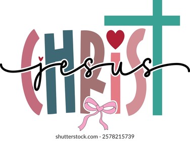 Jesus Christ - Retro Christian Valentine t-shirt design, Valentine t-shirt design, Retro Religious Valentine png, Happy Valentine's day T-shirt Design, Jesus T-shirt Design