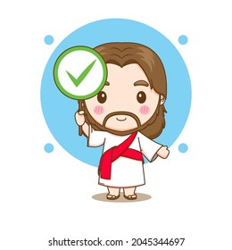 Jesus christ with right sign chibi cartoon character