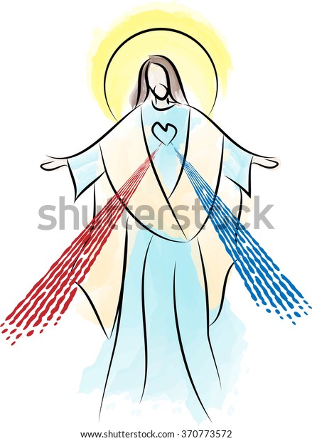 Jesus Christ Sacred Heart Divine Mercy Stock Vector (Royalty Free ...