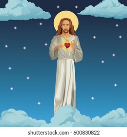 jesus christ sacred heart night background