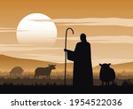 Jesus christ said about the shepherd,vector illustration