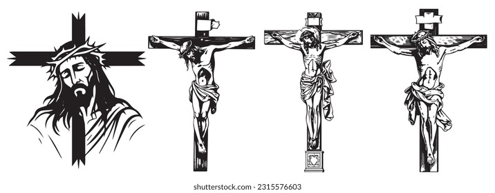 Jesus Christus Erretter Messias Sohn Gottes. Vektorgrafik Silhouette Laserschneiden