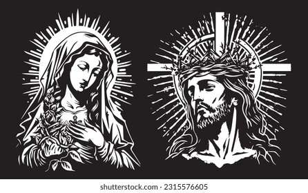 Jesus Christ Savior Messiah Son of God. Vector illustration Silhouette laser cutting