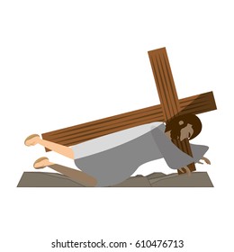jesus christ second fall via crucis shadow vector illustration eps 10