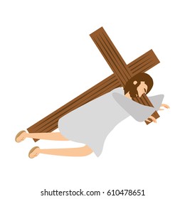 jesus christ second fall via crucis station vector illustration eps 10